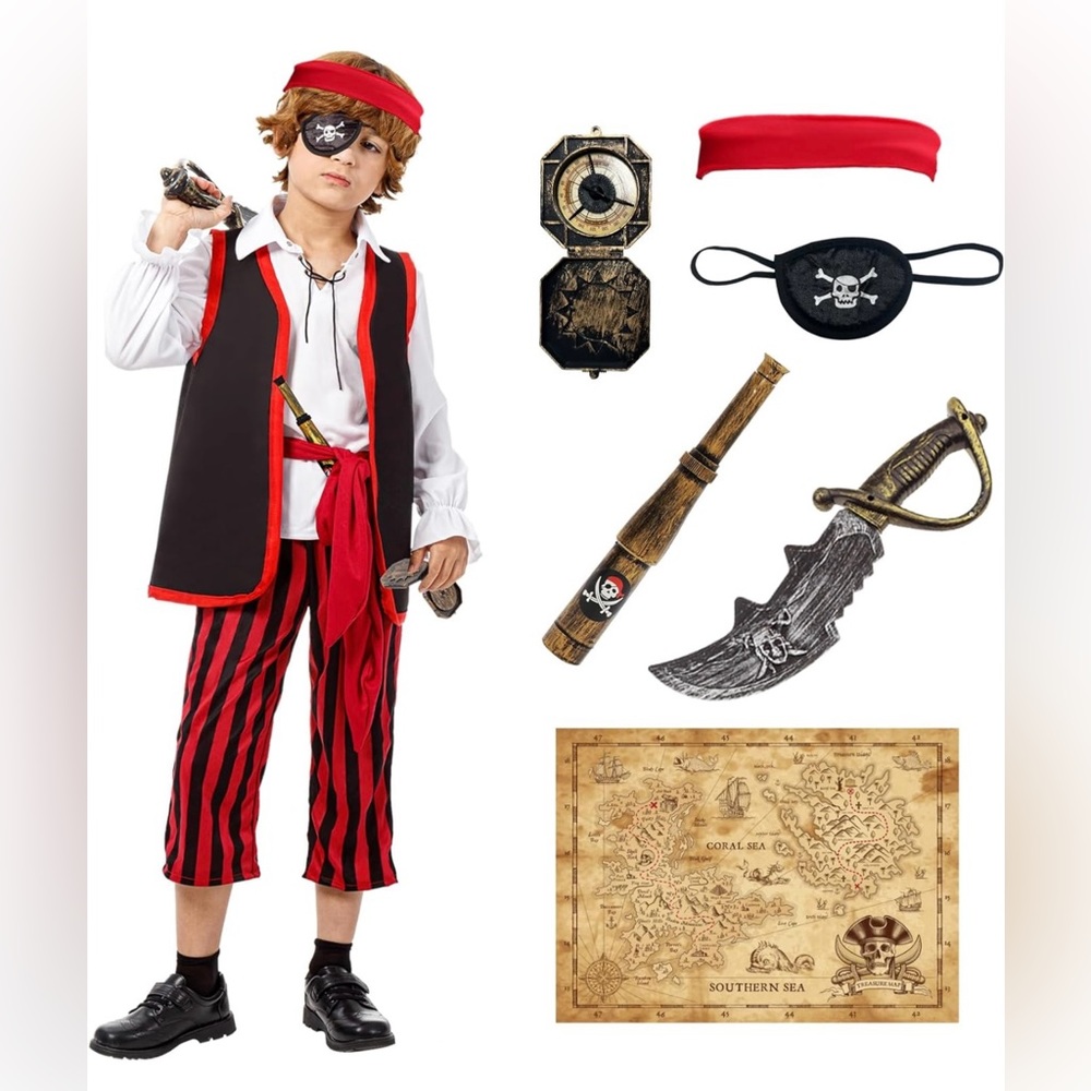 7-9 Boys Pirate Costume, NWT